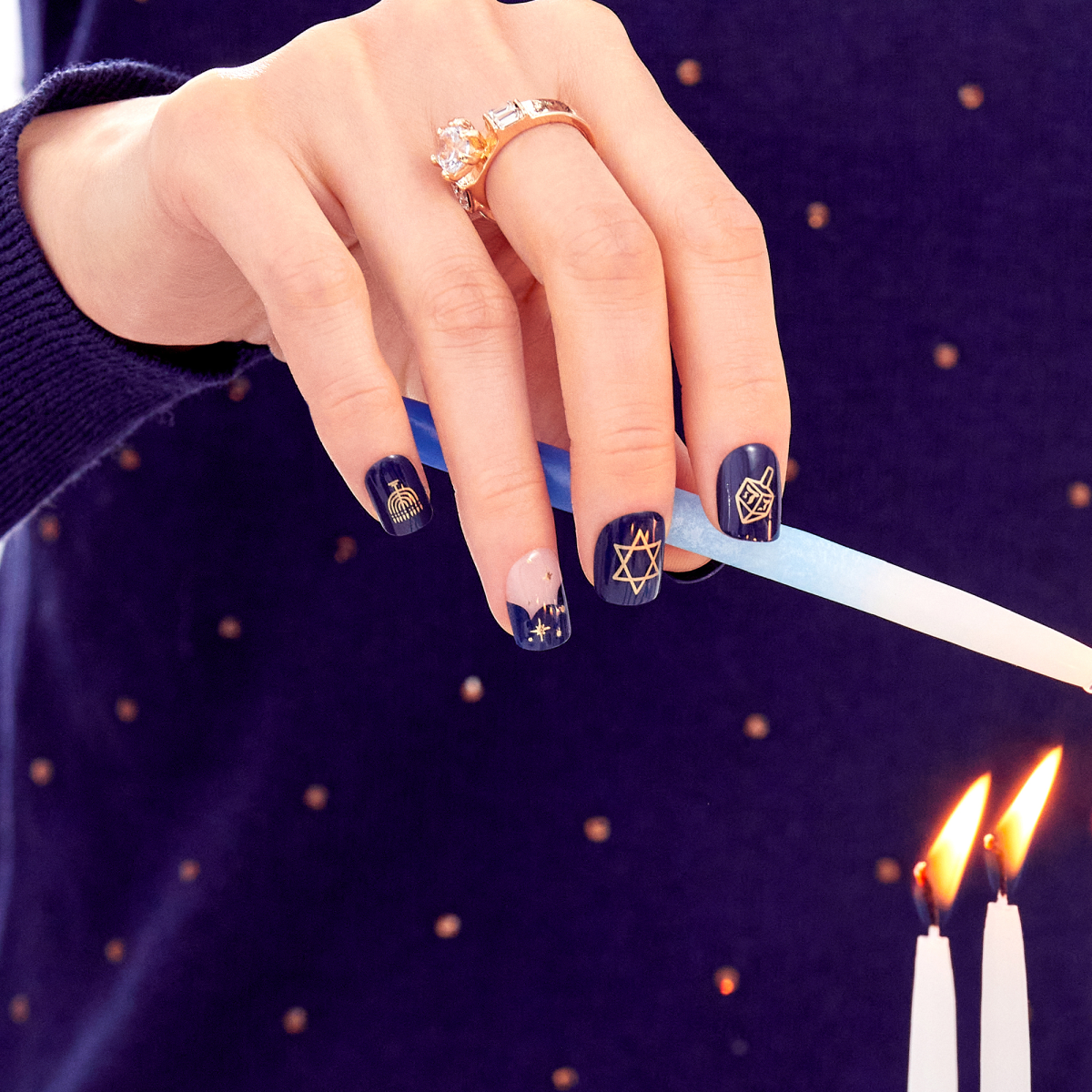 imPRESS Limited-Edition Hanukkah Press On Nails ?C 8 Nights